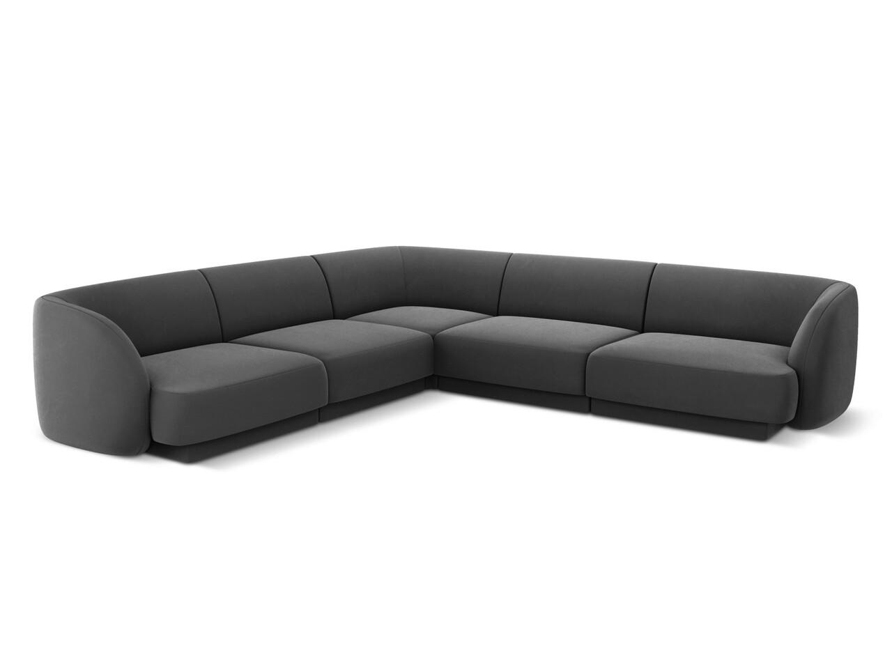 Coltar simetric 5 locuri, Miley, Micadoni Home, BL, 252x252x74 cm, catifea, gri - imagine 6